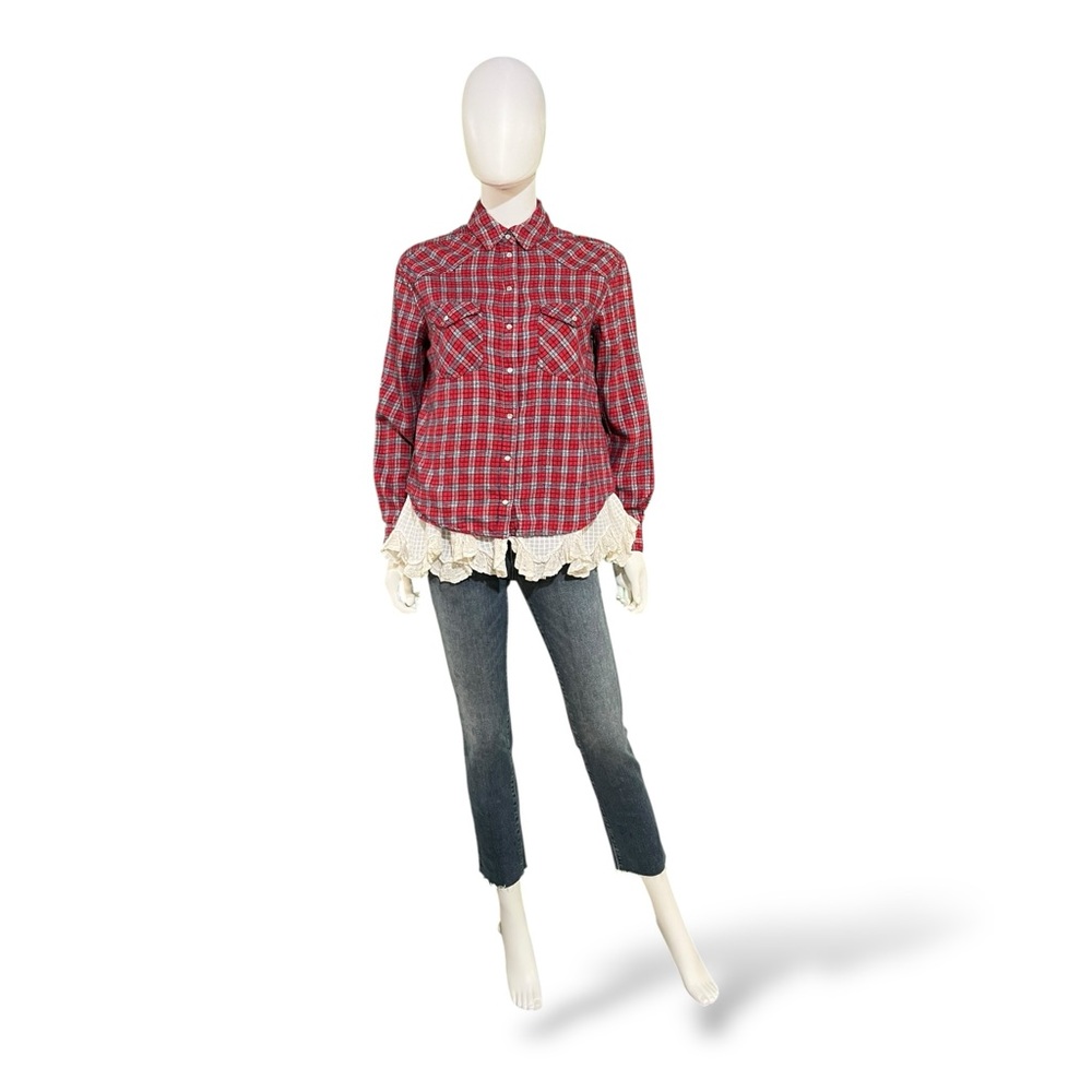 BDG Red Plaid Western Inspired Shirt, XS